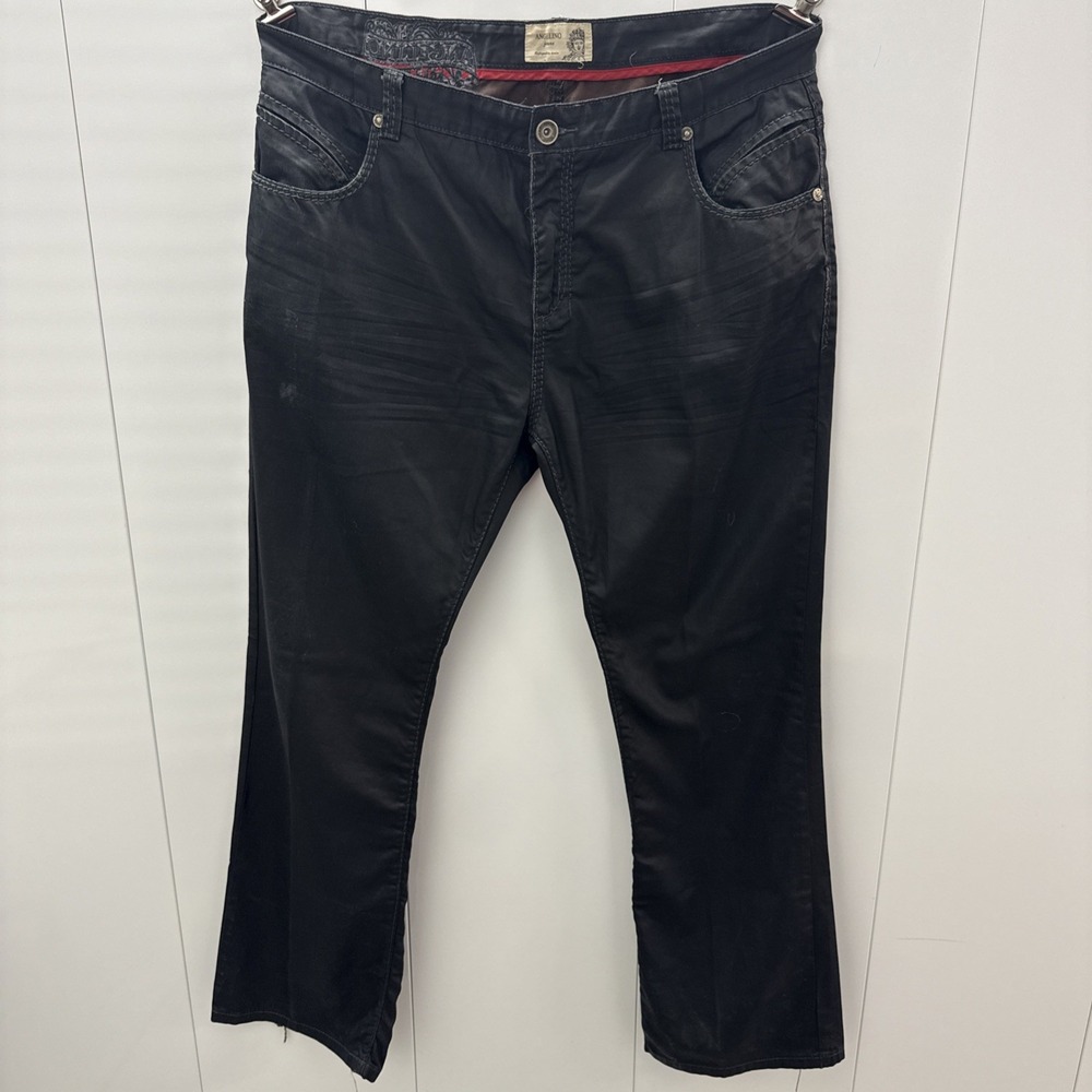 VTG Angelino Jeans Mens 42x33 Skate Baggy Y2K Wide Leg Dark Blue Punk Goth Emo